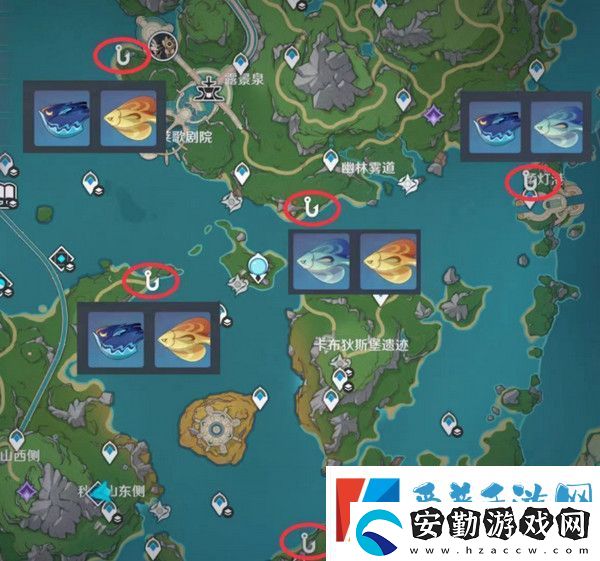 原神灰河渡手釣魚地點分布圖
